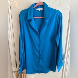 Cobalt blue silky button up